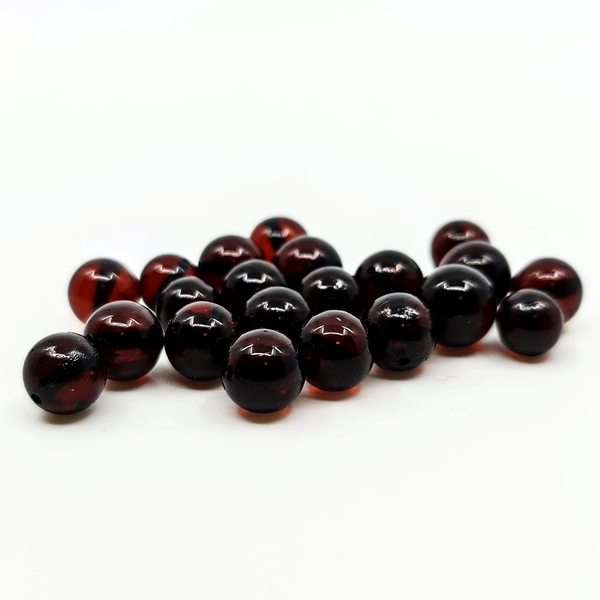 Round amber beads - Cherry color